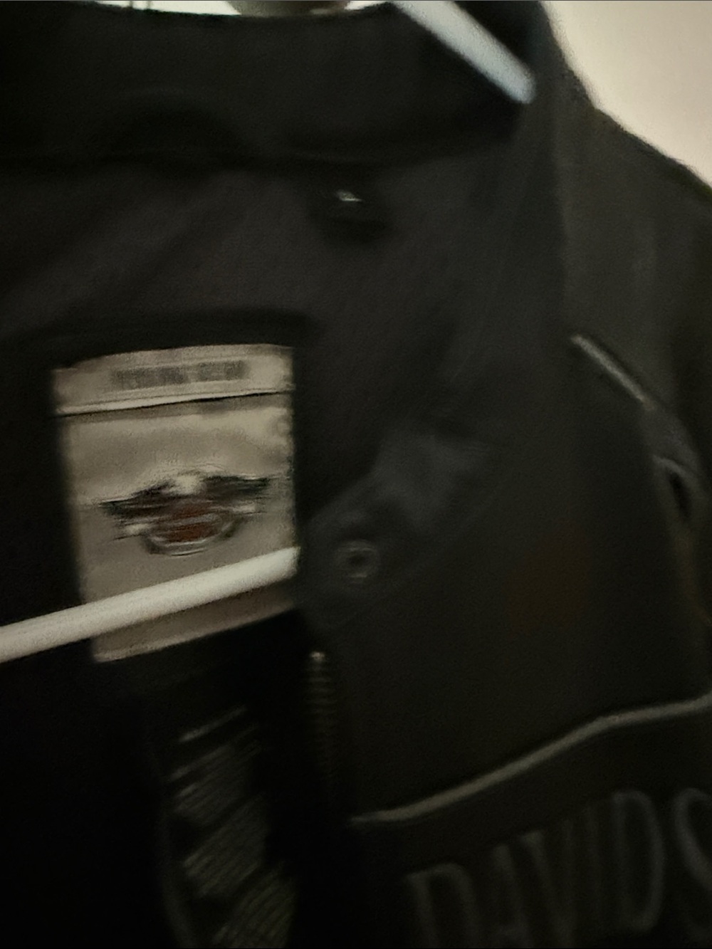 Harley-Davidson Black Leather Moto Jacket with Embossed Chest Panels - Picture 3 of 3